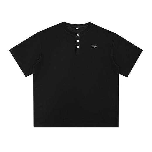 【YW】无忧购韩系重磅宽松撞色字母刺绣亨利领华夫格短袖T恤男MT7199（截单后7天发货) 商品图5