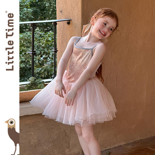 Littletime女童连衣裙夏装2025新款女孩生日芭蕾舞蹈吊带公主裙 商品图3