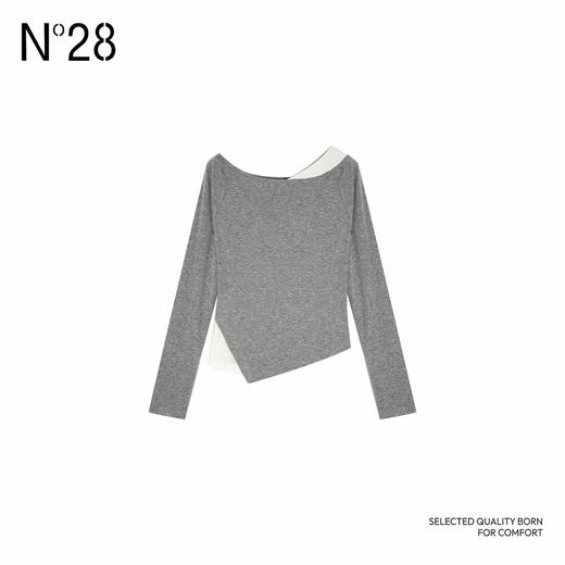 【破价】2025春季款长袖T恤气质时尚设计感不规则小众上衣895131T315 商品图1