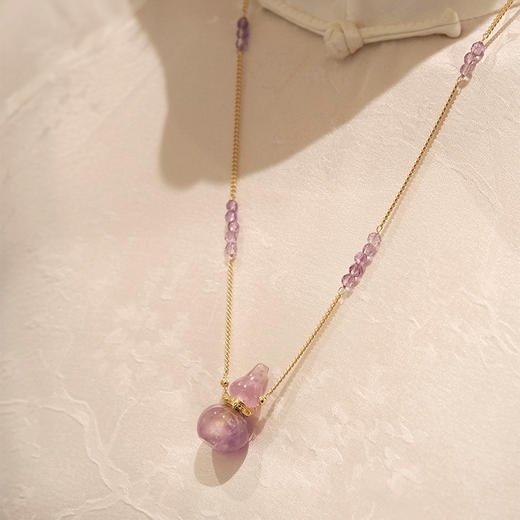 MELI&MOLI【火】紫水晶葫芦形吊坠 点缀项链 商品图0