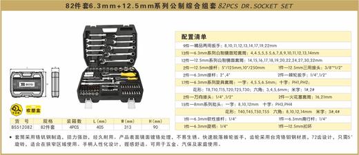 波斯 82件6.3mm+12.5mm系列公制综合组套	82PC	BS512082 商品图0