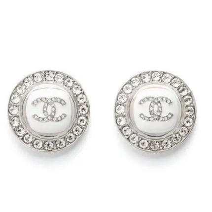 CH-J 25C 圆形满钻滴釉双C耳钉 商品图1