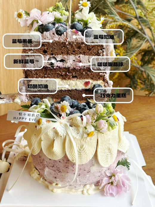 春之系列：减糖蓝莓乳酪脆波波，因季节原因鲜花随机搭配 商品图0