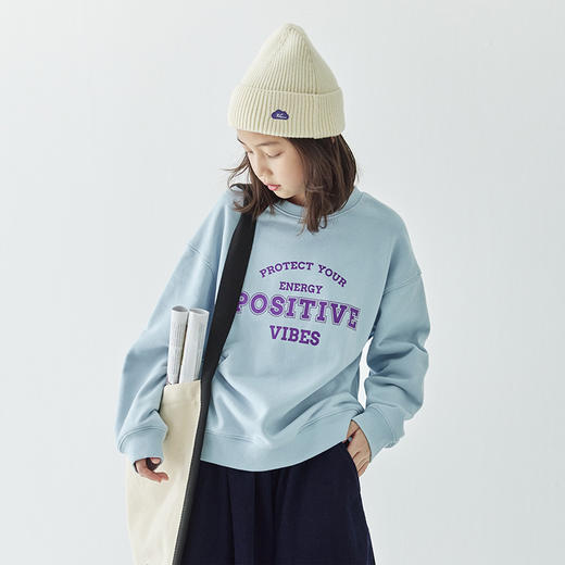 【代发】女款圆领印花卫衣 棵初童装春秋季童装圆领字母印花卫衣女童美式复古风简约百搭上衣 商品图2