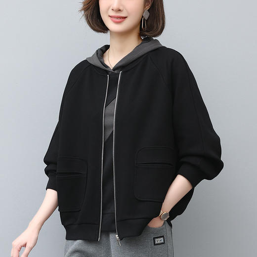 丁摩 拉链卫衣外套女春秋季开春新款韩版休闲棒球服运动上衣厚5ZF-1836 商品图2