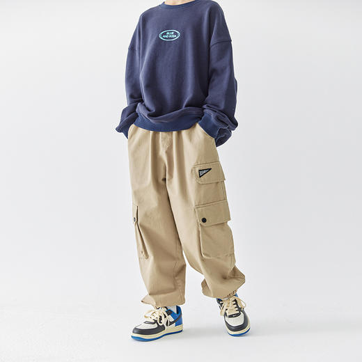 【代发】男款斜纹工装裤 蓝汽水童装斜纹重工裤子男童口袋设计中大童亲子束脚长裤 商品图2