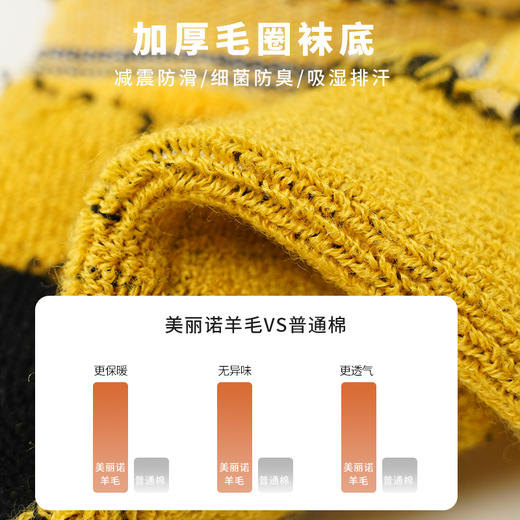 [3双装]灰壳户外美利奴羊毛袜男士运动徒步袜子美丽诺登山徒步袜防臭减震 商品图2