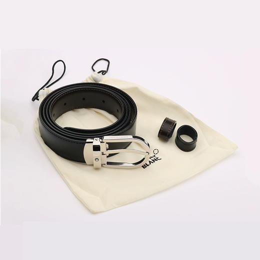 万宝龙MONTBLANC椭圆针扣黑棕双面腰带皮带120x3cm 38157/128135 商品图1