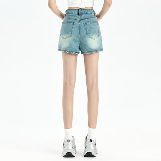 罗蒙夏季女士牛仔高腰显瘦半身裙遮肉舒适拼接短裤时尚百搭短裙 商品图4