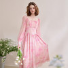 【雪纺印花】法式浪漫方领晕染长袖连衣裙女收腰长裙V0650253 商品缩略图4