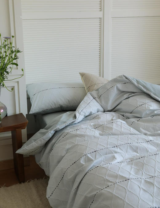 【全棉系列】  韩风色织肌理手工剪花床上四件套 水洗纯棉床单被套春夏新品1.8m 商品图3