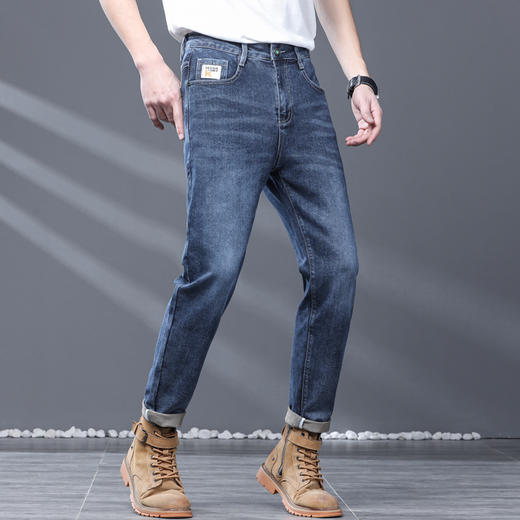 圣得西男士牛仔裤2025年春季新款青年休闲修身小脚弹力长裤男款2512915061 商品图1