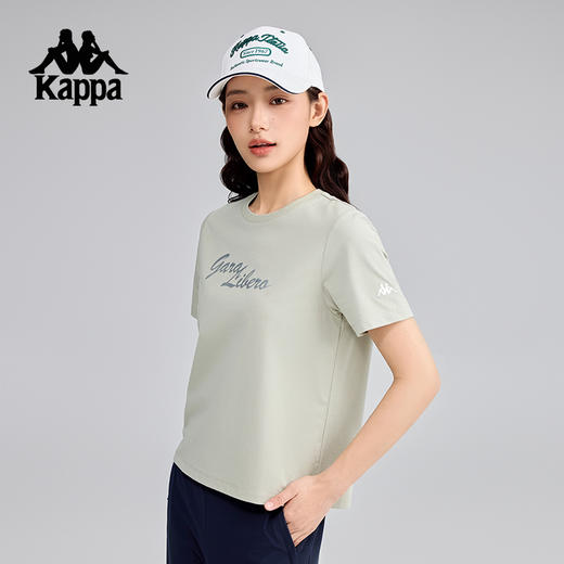 Kappa卡帕背靠背2025夏款运动t恤女士休闲索罗娜短袖圆领体恤上衣K0F42TD41 商品图2