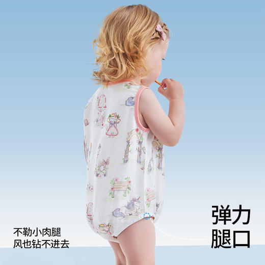 贝肽斯婴儿包屁衣女宝宝夏季无袖新生儿透气竹棉a类背心连体哈衣 商品图3