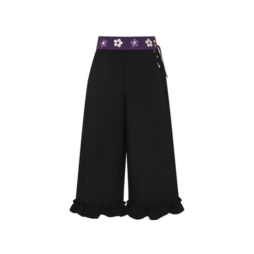 两三事 芳气相随 2025春季新款复古绣花腰封荷叶边裤脚口休闲裤女 商品图4