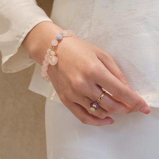 MELI&MOLI【火】芙蓉石迷你爱心瓶蓝纹玛瑙点缀手链【D类】 商品图4