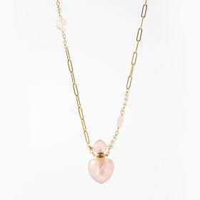 MELI&MOLI【火】芙蓉石小号阿拉丁吊坠粉晶珍珠点缀项链