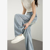 西遇宽松慵懒风阔腿裤女新款直筒高腰浅蓝色水洗牛仔裤D0050424 商品缩略图3
