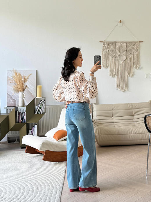 法式轻奢 香槟色 波点系带衬衫 商品图2