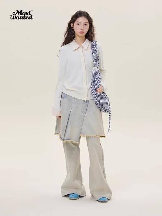 mostwantedlab彩虹/M2512042/泡泡皱条纹拼接假两件毛织polo开衫 商品图2