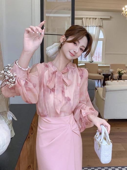 张心子【粉若桃花】春夏高腰褶皱显瘦半身裙 U2502040 商品图2