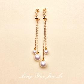 18K珍珠耳饰;2.99克