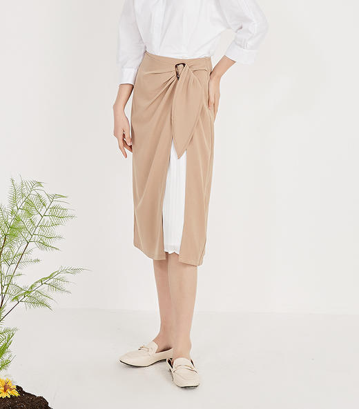 NUTS春秋新品纯色时尚优雅设计感气质百搭半身裙女211063092B 商品图4