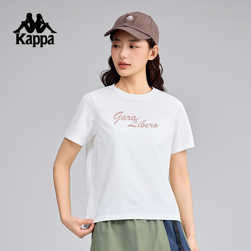 Kappa卡帕背靠背2025夏款运动t恤女士休闲索罗娜短袖圆领体恤上衣K0F42TD41