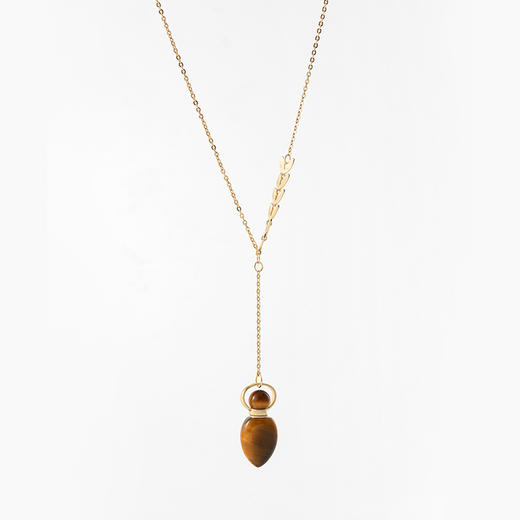 MELI&MOLI【土】黄虎眼石迷你树叶吊坠925银柳叶锁骨颈链 【D类】 商品图0