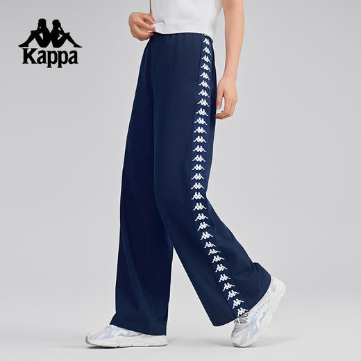 Kappa卡帕背靠背运动裤女春季新款串标直筒裤复古休闲裤宽松卫裤K0F42AK05 商品图0