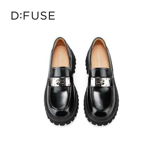 迪芙斯2025春新款轻便通勤圆环金属扣增高厚底乐福鞋通勤鞋DFD1112106 商品图9