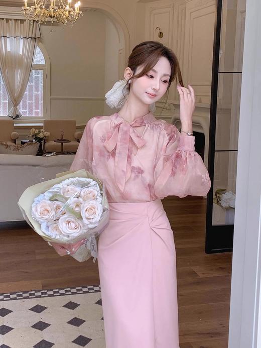 张心子【粉若桃花】春夏高腰褶皱显瘦半身裙 U2502040 商品图6