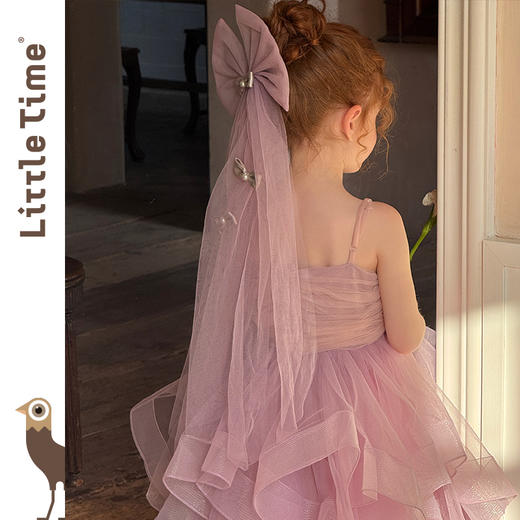 Littletime女童连衣裙2025春夏公主裙礼服头纱甜美网纱亮片大摆裙 商品图4