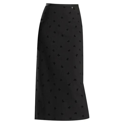 【自】全新升级【铂金会员146/天猫199/差价53】(14138) 洛诗琳25春季新款植绒高腰显瘦开叉半身裙简约气质通勤半裙 商品图4