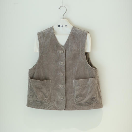 黄阿福 雾灰色棉灯芯绒马甲 商品图3