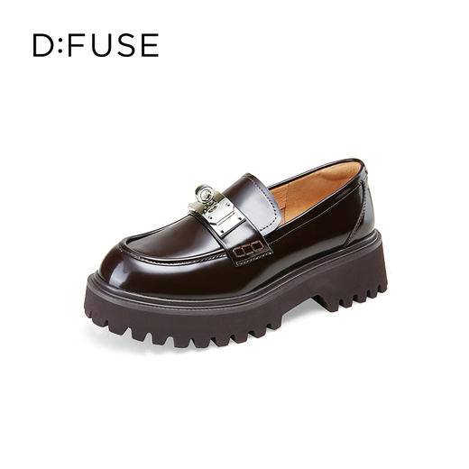 迪芙斯2025春新款轻便通勤圆环金属扣增高厚底乐福鞋通勤鞋DFD1112106 商品图11