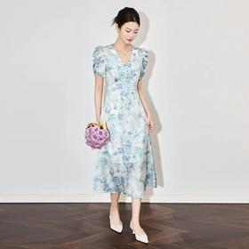 【高货wl】全新升级【铂金会员321/天猫429/差价108】(05458) 洛诗琳法式时尚雅致印花提花裙高腰名媛气质女春连衣裙