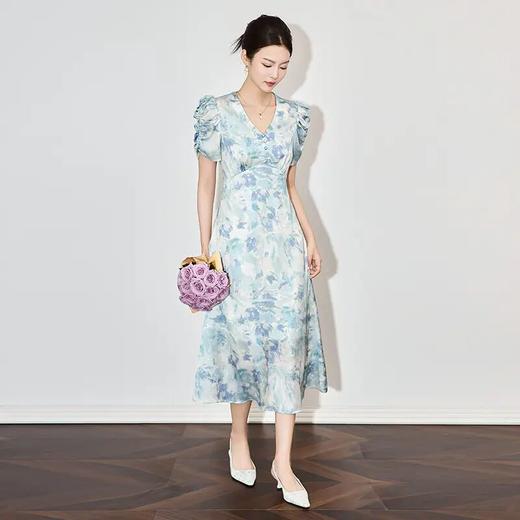 【高货wl】全新升级【铂金会员321/天猫429/差价108】(05458) 洛诗琳法式时尚雅致印花提花裙高腰名媛气质女春连衣裙 商品图0