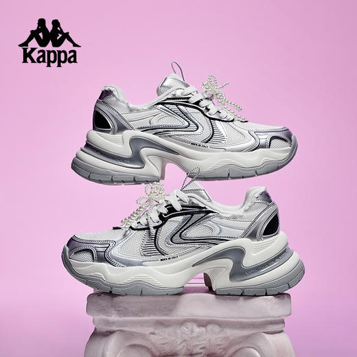 Kappa卡帕背靠背老爹鞋女鞋2025春季新款跑步鞋厚底网面运动鞋子K0F45MC53 商品图0