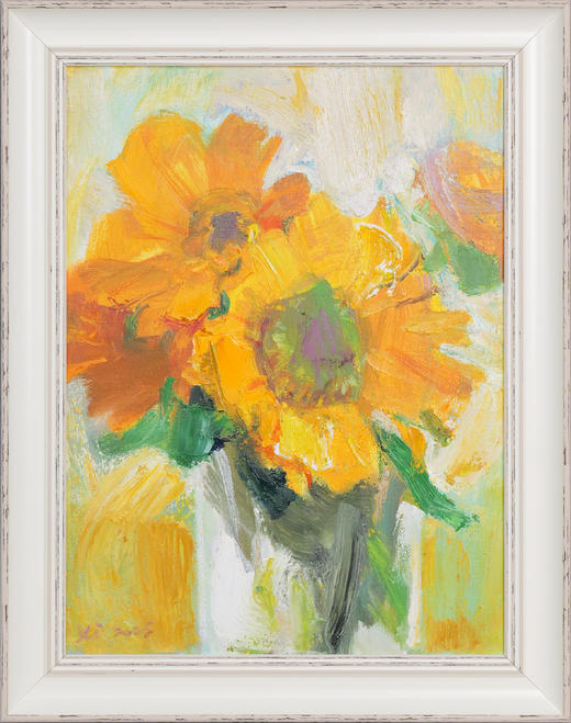 张西《向日葵》油画39CM*29CM 手绘油画布雅致小品【YH0047】 商品图4