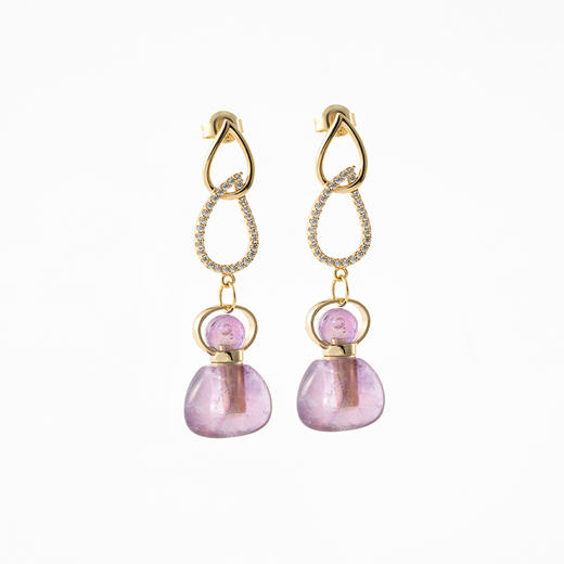 MELI&MOLI【火】紫水晶迷你福袋瓶925银水滴耳环【D类】 商品图0