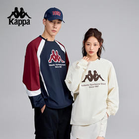 Kappa卡帕背靠背新款运动卫衣男款休闲防泼水长袖宽松圆领上衣女K0FW2XY01