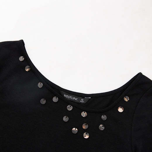 简约优雅设计感珠片方领针织连衣裙女高级感内搭裙V0150152 商品图5