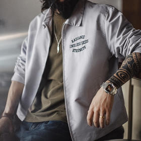 工装优选美式复古字母刺绣教练夹克翻领宽松外套廓形休闲上衣男春