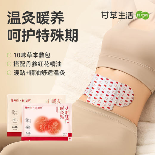甘之颐 艾草红花暖灸贴 5片/盒 精油暖贴姨妈草本穴位草本贴热敷贴 商品图0