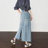 西遇水洗牛仔半身裙女新款浅蓝色小个子a字高腰长裙D0050443 商品缩略图4
