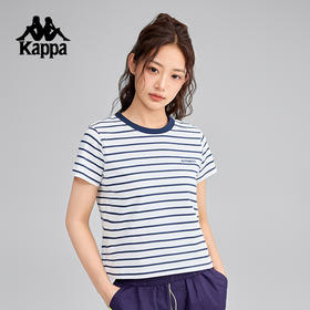 Kappa卡帕背靠背2025新款夏季运动短袖t恤女复古纯棉透气半袖上衣K0F42TD81