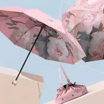 【颜值爆棚❗️UPF50+黑胶晴雨伞】晴雨两用，防紫外线，遇水成珠，雨伞大号自动女遮阳伞八骨油画L 商品图5
