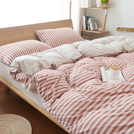 丁摩 天竺棉被套单件 全棉针织百隆色纺无印日式条纹纯棉学生宿舍被罩5ZF-3106 商品图4
