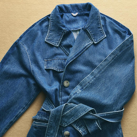 lost in echo2025春夏新款高级牛角扣立体大口袋茧型牛仔风衣外套 商品图3